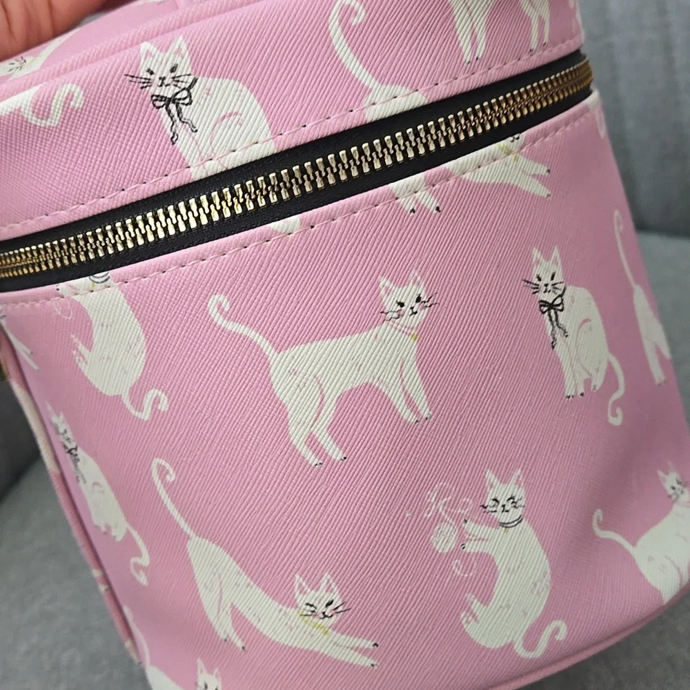 Adorable Cat Print Cosmetic Bag/Organizer In Pink, NWT